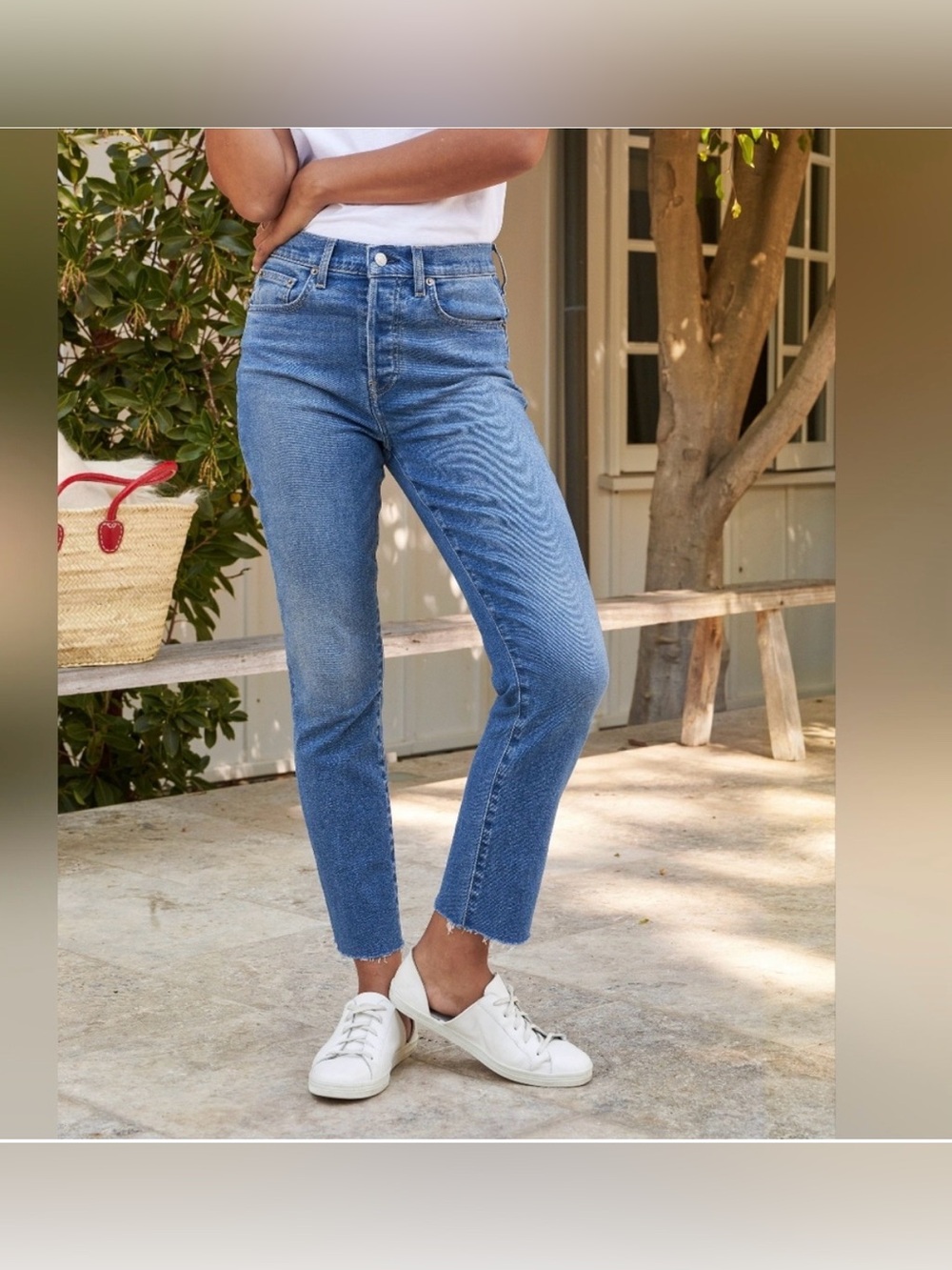 Frank & Eileen Cork Straight Leg Raw Hem Jeans Size 27